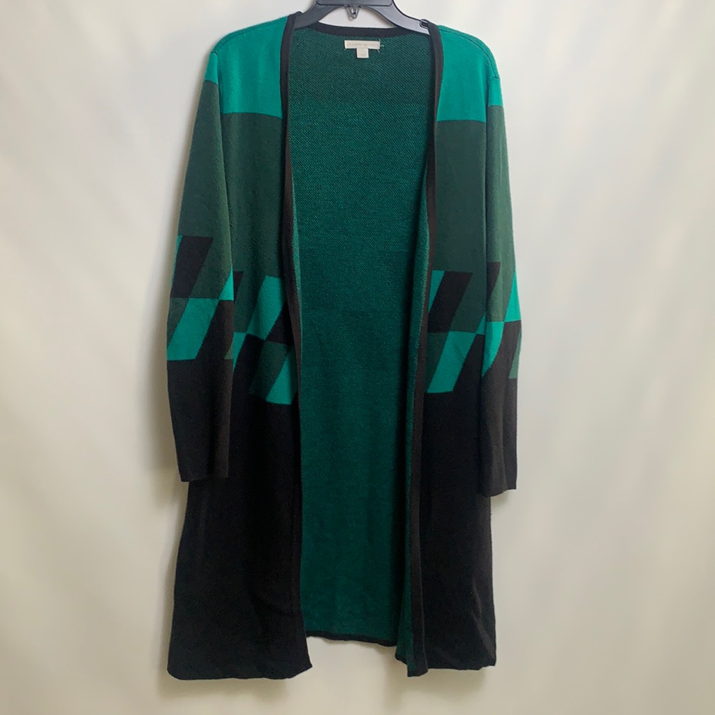 New York & Company Black Green Long Cardigan